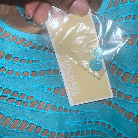 NWT MICHAEL by Michael Kors Elegant Blue ZebraPrint Eyelet Cutout Dress size XXS - Picture 9 of 10